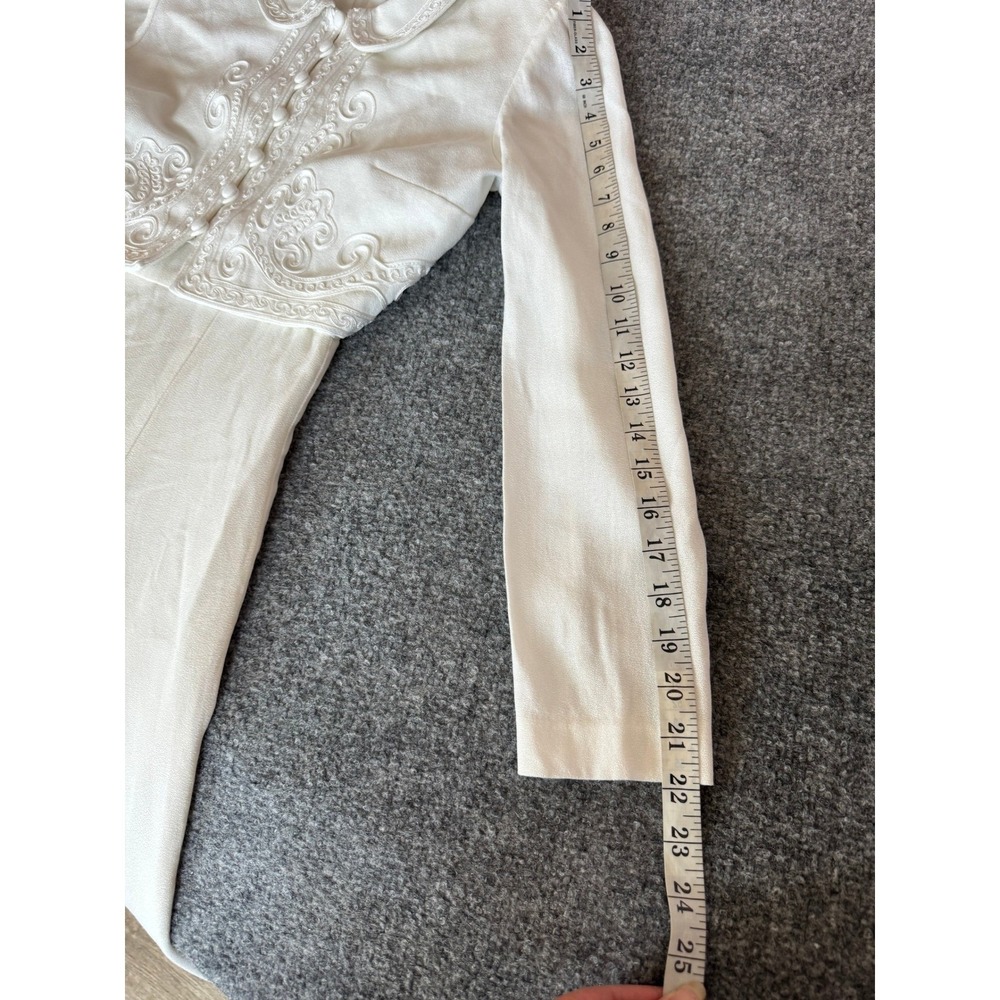 karin stevens White Long Sleeve Midi Dress Soutache Embroidery Collar Bolero 6P - Picture 12 of 16